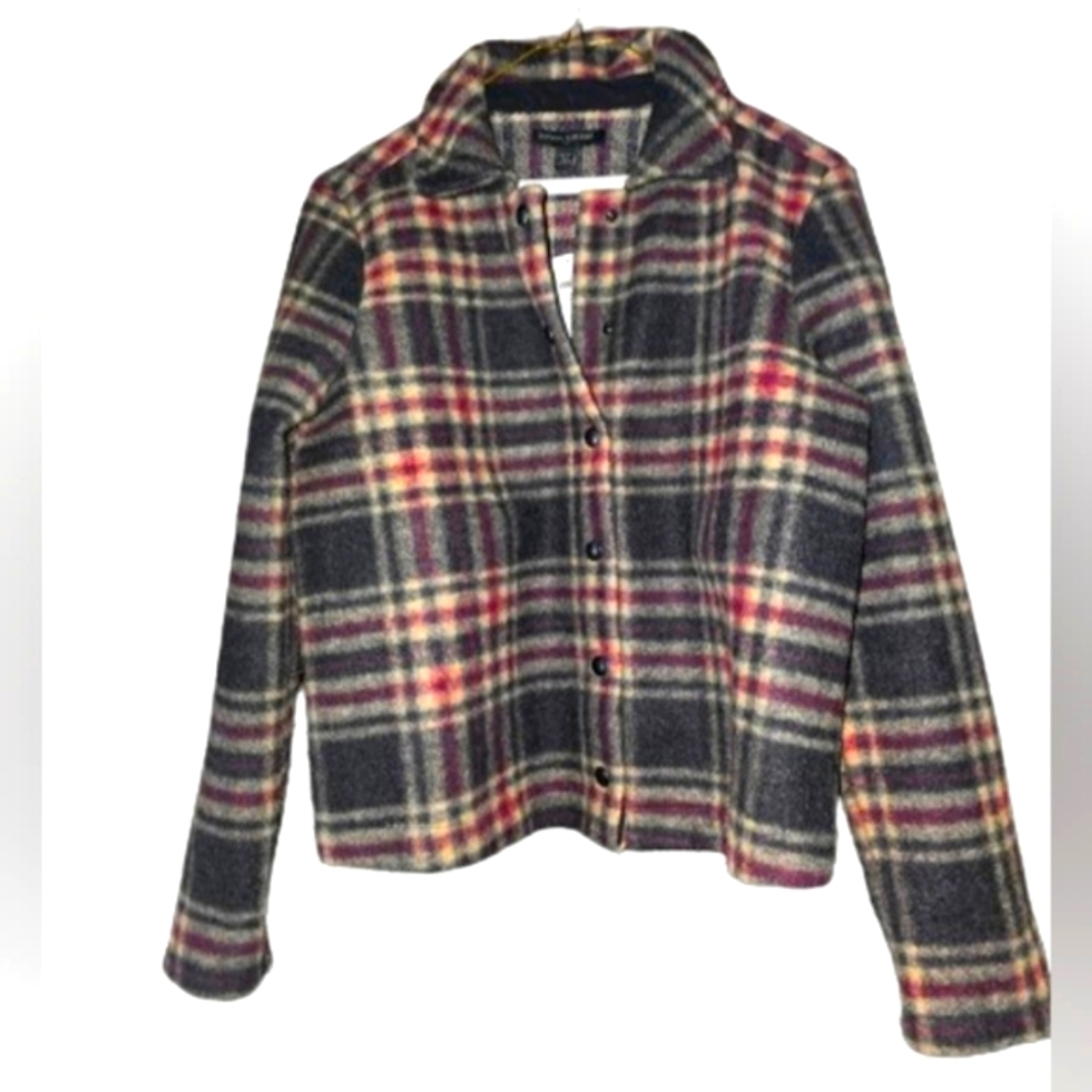 BANANA REPUBLIC Plaid Short Jacket Black Cream NWT MP - Picture 8 of 16